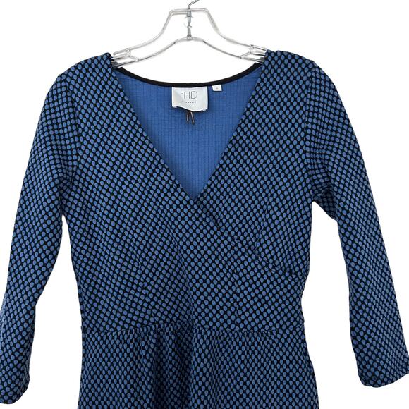 Anthropologie HD in Paris Blue Black Long Sleeve Dress Sz XS - Picture 2 of 6